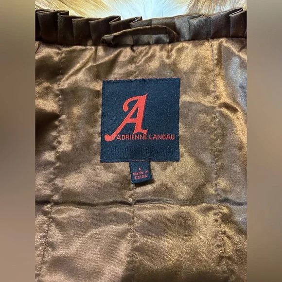 Adrienne Landau Faux Fur Coat in Brown and Cream - Picture 3 of 5